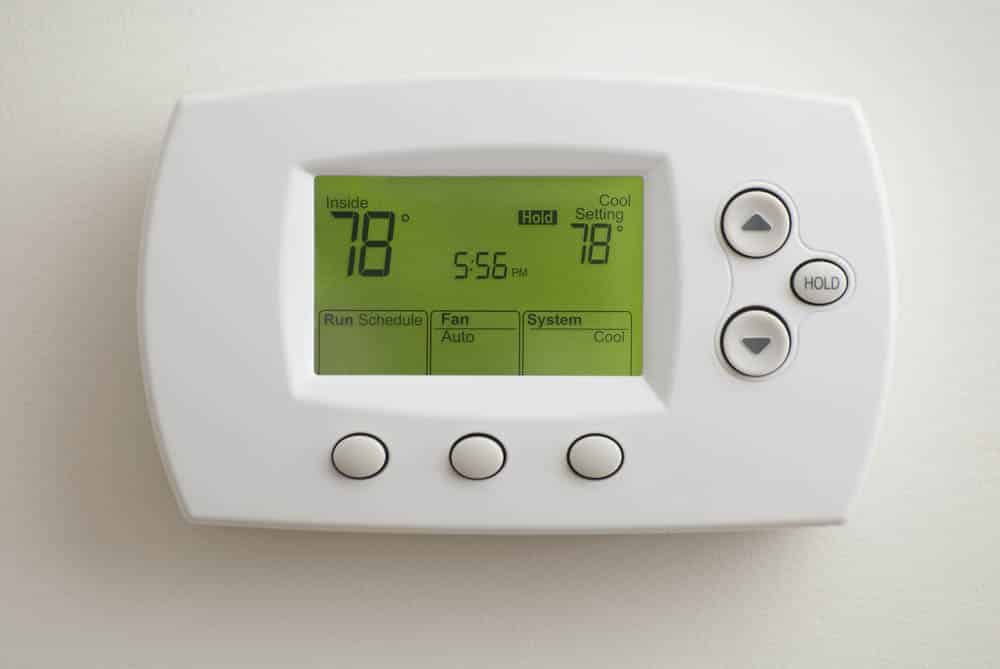 white thermostat displaying 78 degrees